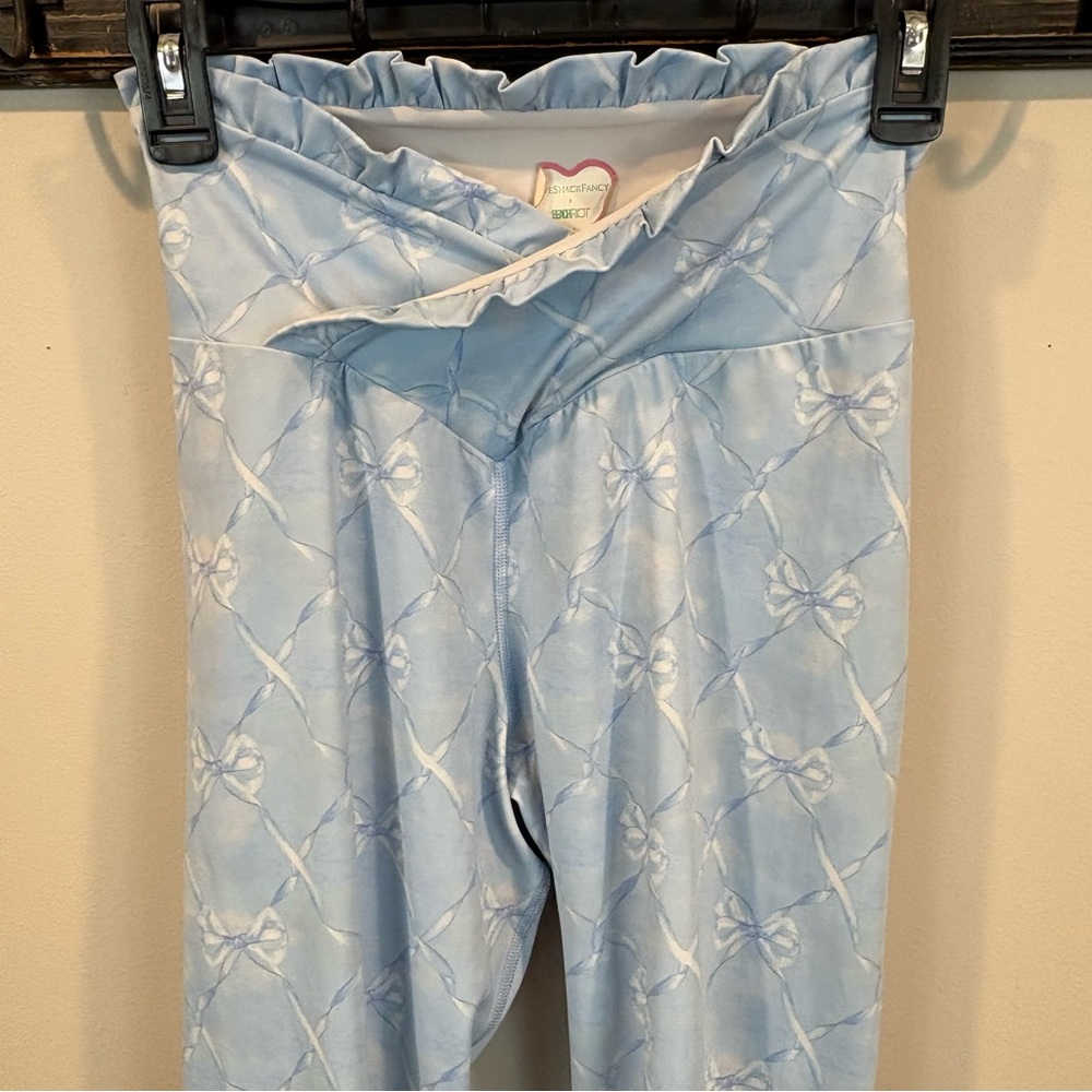 Love Shack Fancy Beach Riot Dana High Rise Blue Bow Leggings Size Medium - Picture 3 of 10